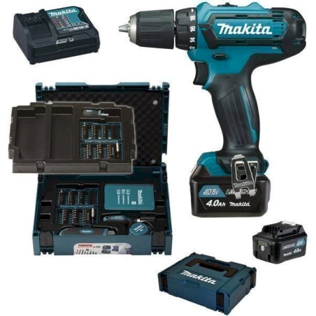 MAKITA Ak­ku­schrau­ber DF331DS­MJX1 mit 2x 4,0 Ah Akkus in Makpac + 96 tlg B-49725