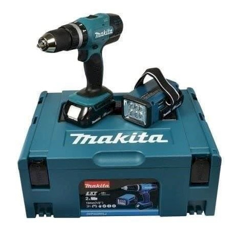 Makita DHP453RYLJ Perceuse Percussion sans Fil 18 V / 1,5 Ah avec Batterie et Lampe