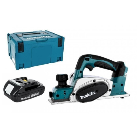 Makita Akku-Hobel DKP180Y1J, 18Volt, Elek­tro­ho­bel blau/ schwarz, MAKPAC Gr.3, Li-Ionen Akku (1,5Ah)