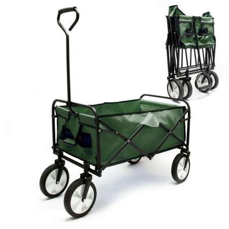 Faltbarer Bollerwagen grün mit 80x46cm Ladefläche offroad geeignet 62678