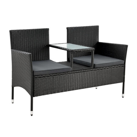 Polyrattan Sitzbank Monaco schwarz-grau