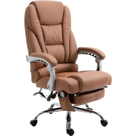 CLP Fauteuil de bureau Pacific en similicuir avec une fonction massage marron clair