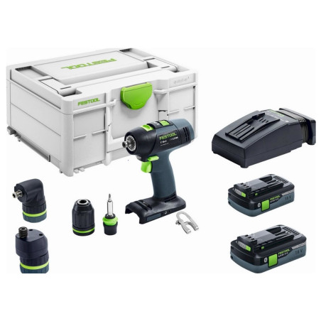 Festool Akku-Bohrschrauber T 18+3 HPC 4,0 I-Set — 2 x 4,0Ah Akku + Schnellladegerät + Systainer (576989)