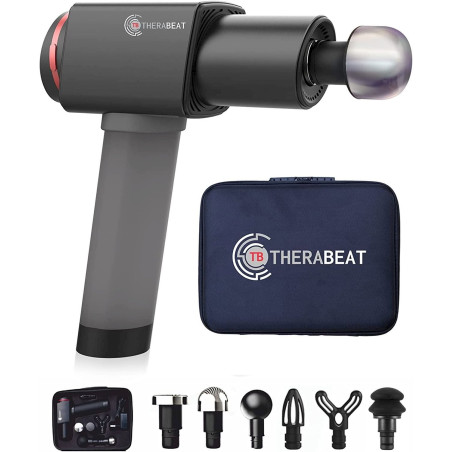 Therabeat Tofta pistolet de massage Poignée en néoprène 1300 - 3300 rpm 6 niveaux 6 embouts