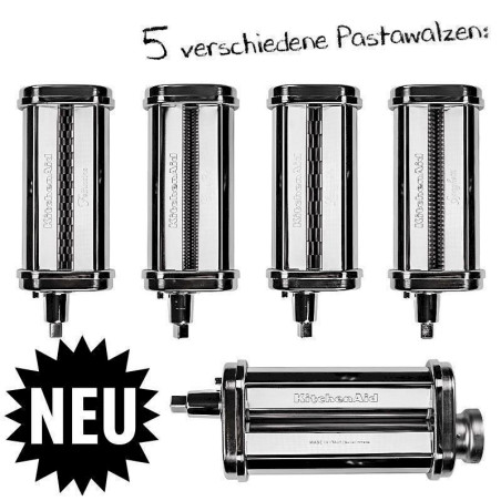 KitchenAid Pasta Deluxe Set 5KSMPDX mit 5 ver­schie­de­nen Pas­ta­wal­zen!