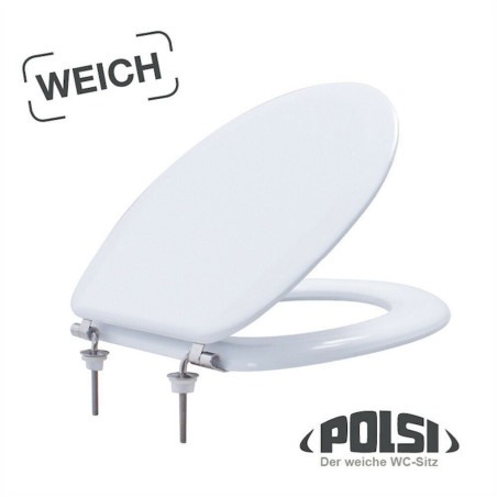 POLSI 3311 Gepolsteter WC-Sitz Super Soft weiß Ringsitz Toilettendeckel weiss