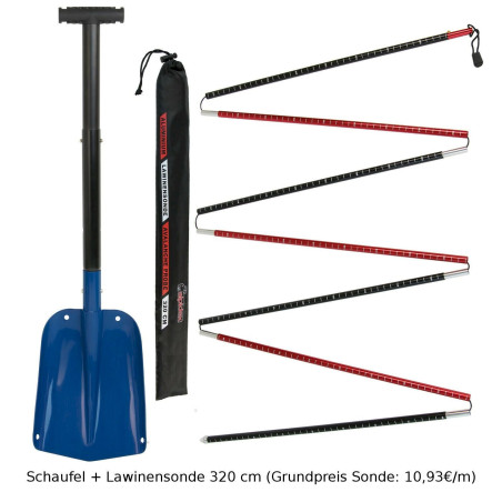 ALPIDEX 16056 Blue - 320 cm Lawinensonde und Alu Lawinenschaufel Schneeschaufel mit ausziehbarem Stiel