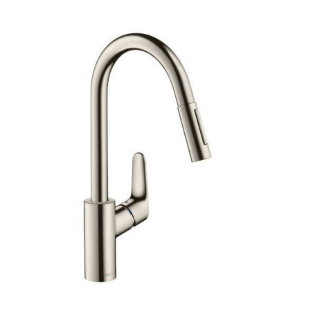 Hansgrohe Focus Ein­he­bel-Kü­chen­mi­scher mit Aus­zieh­brau­se edelstahl optik 31815800