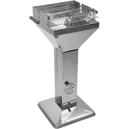 DEMA Barbecue en inox sur pied / colonne Mérida 52,5×39×94 cm