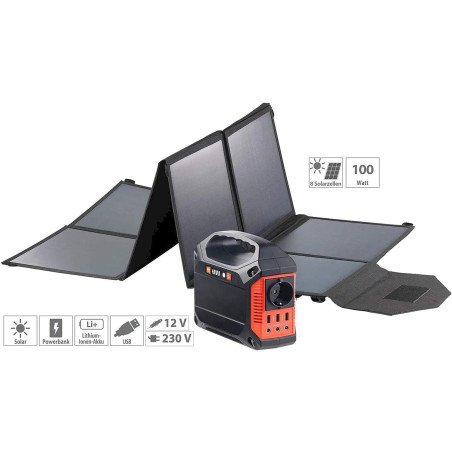 revolt Convertisseur solaire & batterie nomade 155Wh avec panneau solaire 50W pliable