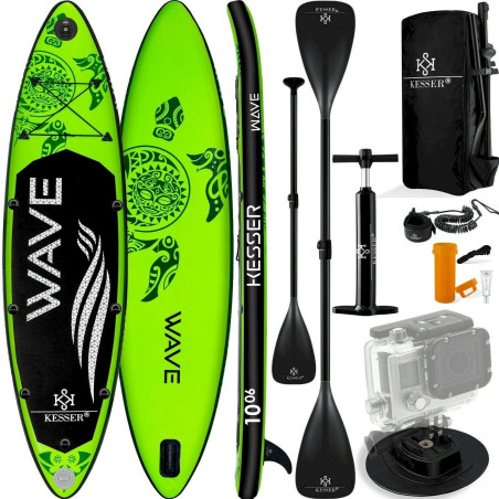 KESSER KE1560 SUP Board Set Grün 320CM Stand Up Paddling aufblasbar Surfboard Paddel ISUP Premium