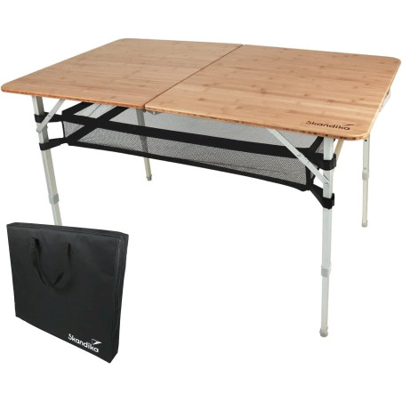 Skandika Campingtisch Tolja aus Bambus Alu Klapptisch 120x70 cm