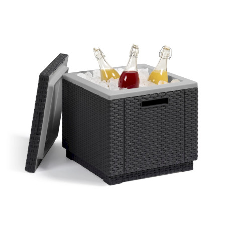 Ice Cube Beistelltisch-Kühlbox Rattanoptik 40L graphit