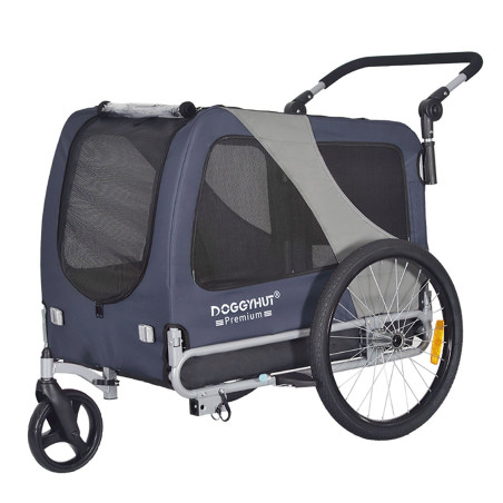 DOGGYHUT Premium LARGE Hundefahrradanhänger & Jogger 2in1 blau