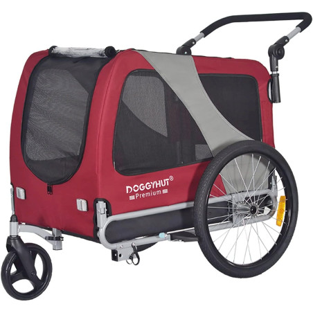 DOGGYHUT remorque de velo pour chien 2 en 1 LARGE rouge