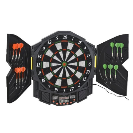 HOMCOM Elektronische Dartscheibe Dartboard Dart-set mit Tür LED 12 Darts