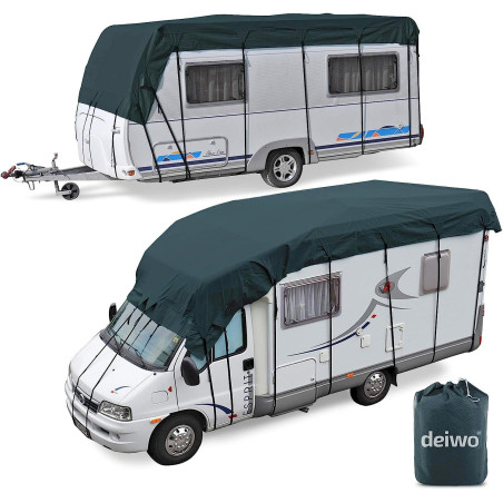 deiwo Toit de protection des caravanes et du camping-car 7 x 3 m Olive de minuit