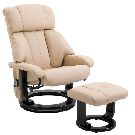 HOMCOM Relaxliege mit Liegefunktion Massagesessel Ergonomischer mit Hocker Beige