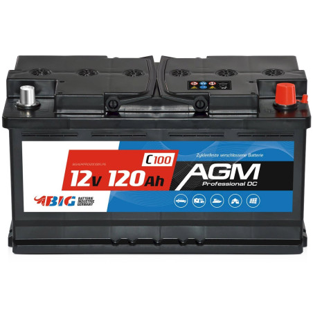 BIG Professional AGM 12V 120Ah C100 Solarbatterie 353x175x190mm