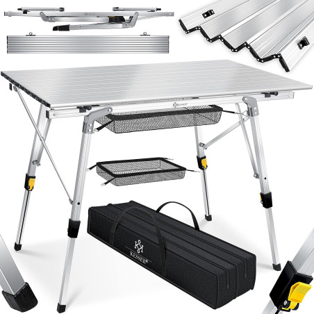 KESSER Table de Camping Pliante 90cm x 53cm silver