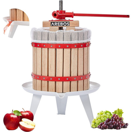 AREBOS Obstpresse 12L Maischepresse Weinpresse Apfelpresse Fruchtpresse