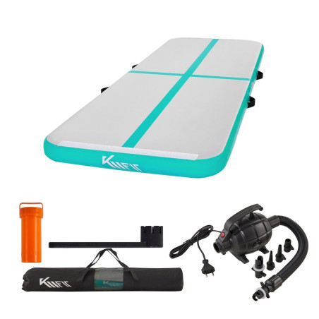 KM Fit Tapis de gymnastique gonflable Airtrack 4 m Vert