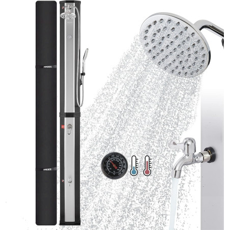 AREBOS 60 L Douche solaire Noir/argenté