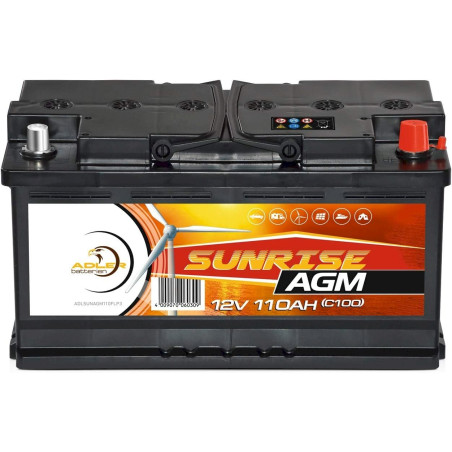 Solarbatterie AGM 12V 110Ah SUNRISE Versorgungsbatterie Wohnmobil Batterie