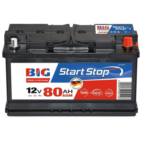 BIG Autobatterie AGM 12V 80Ah Start-Stop Plus Batterie