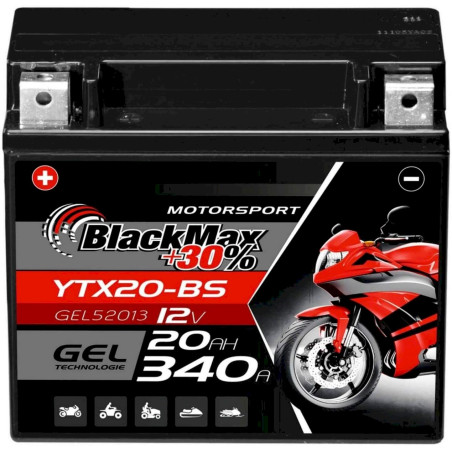 BlackMax CTX20-BS Motorradbatterie 12V 20Ah 340A/EN