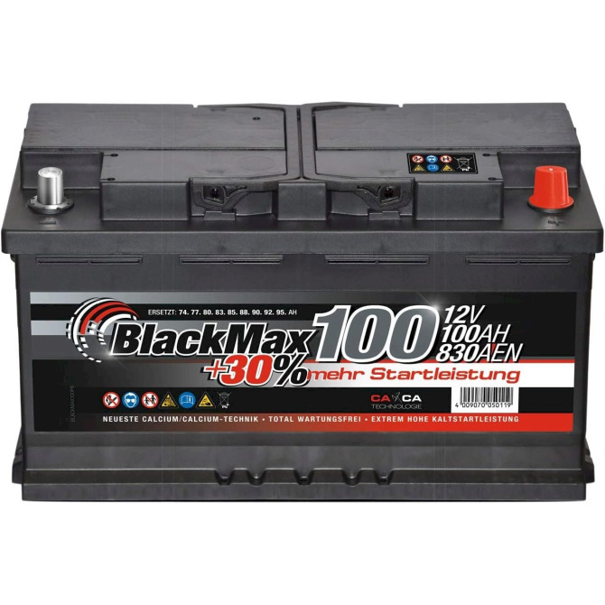 BlackMax Autobatterie 12V 100Ah Starterbatterie