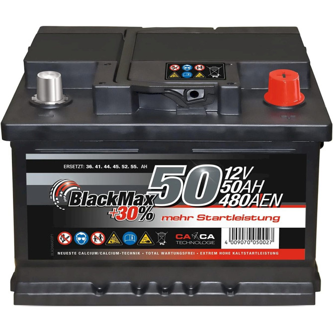 BlackMax Autobatterie 12V 50Ah Starterbatterie