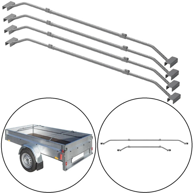 4 x Flachplanenbügel Alu verstellbar 100-155cm Anhänger Planenstütze Alu-Bügel