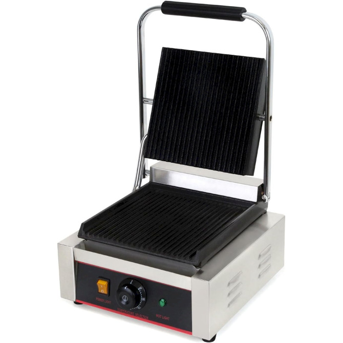 VERTES Kontaktgrill Gusseisen Grillplatte gerillt 1800 W FD1-GK-01