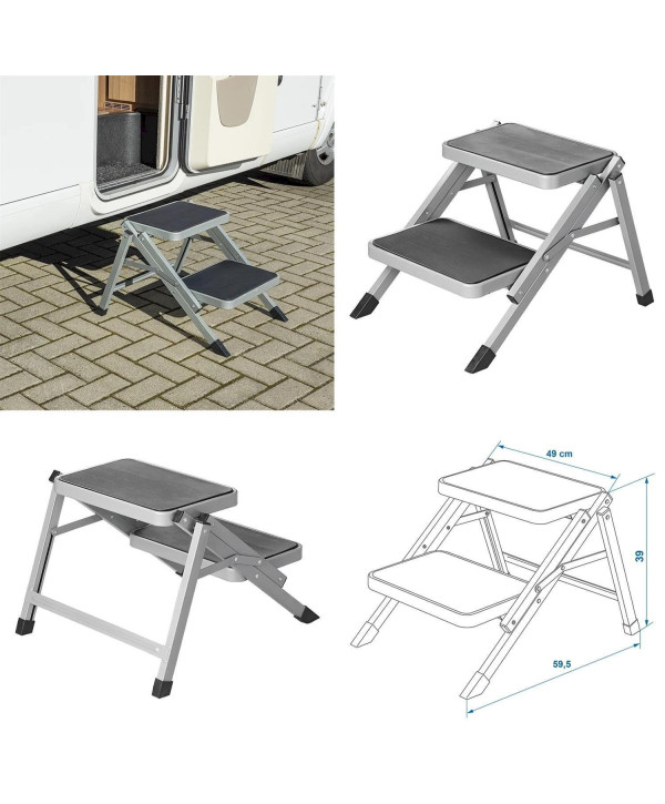 Doppeltrittstufe 2 Stufen faltbar Trittstufe Stahl Doppeltritt Wohnwagen Camping