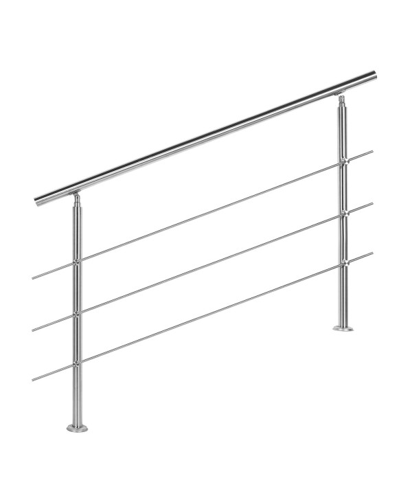 Rampe d'escalier 140 cm en acier inoxydable V2A 3 Tiges transversales