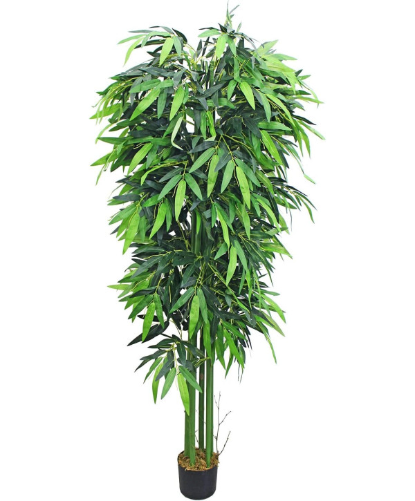 Bambou Grande Géant Plante Arbre Artificielle Artificiel Plastique 210cm avec Bois véritable Domaine Interne Decovego