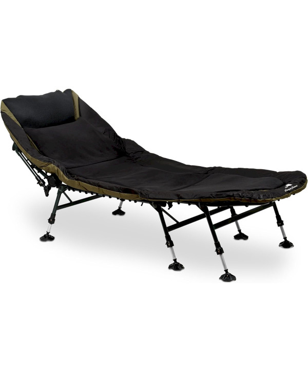 Chaise longue CampFeuer XXL 210 x 85 x 45-60 cm noir/olive