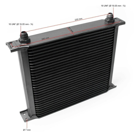 WilTec 40930 Refroidisseur d'huile noir pour moteur en Aluminium 30 Rangées d'ailettes Oil Cooler Radiateur