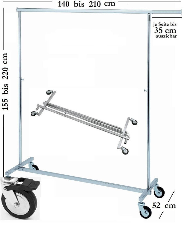 XXXL Klappständer Kleiderständer Rollgarderobe Reiserollständer Garderobe