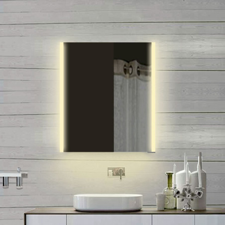 Lux-Aqua Miroir de salle de bains aluminium avec LED en blanc chaud/froid 60x70cm