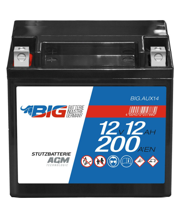 BIG AUX14 Premium Stützbatterie AGM 12V 12Ah 200A/EN