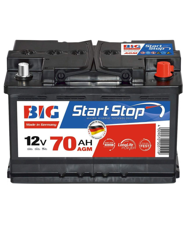 BIG Start-Stop AGM 12V 70Ah 800A/EN Autobatterie