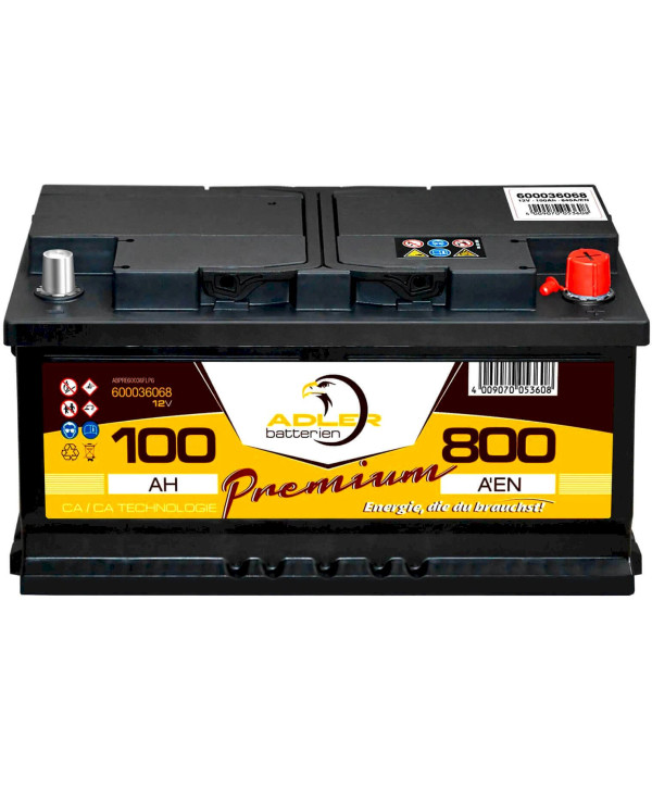 Adler Premium 12V 100Ah 800A/EN Starterbatterie