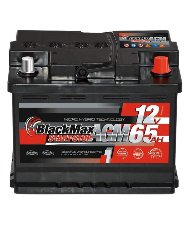 BlackMax Start-Stop AGM 12V 65Ah 700A/EN Autobatterie Starterbatterie