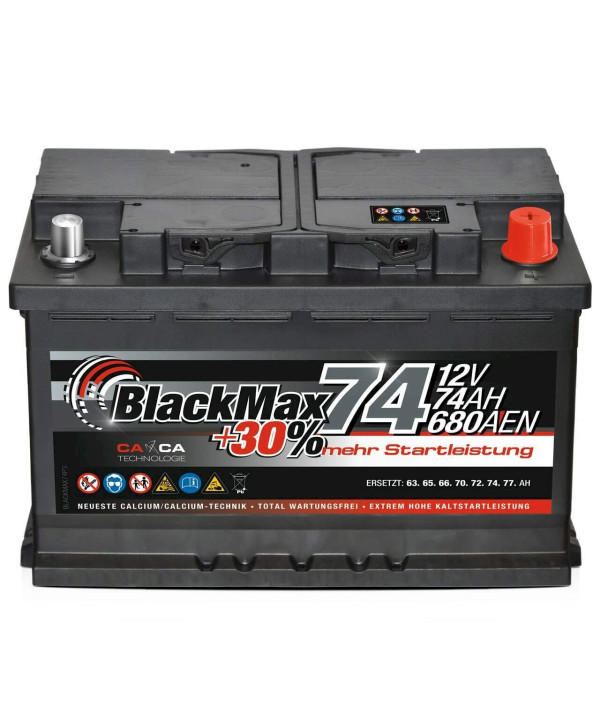 BlackMax +30% 12V 74Ah 680A/EN Autobatterie Starterbatterie