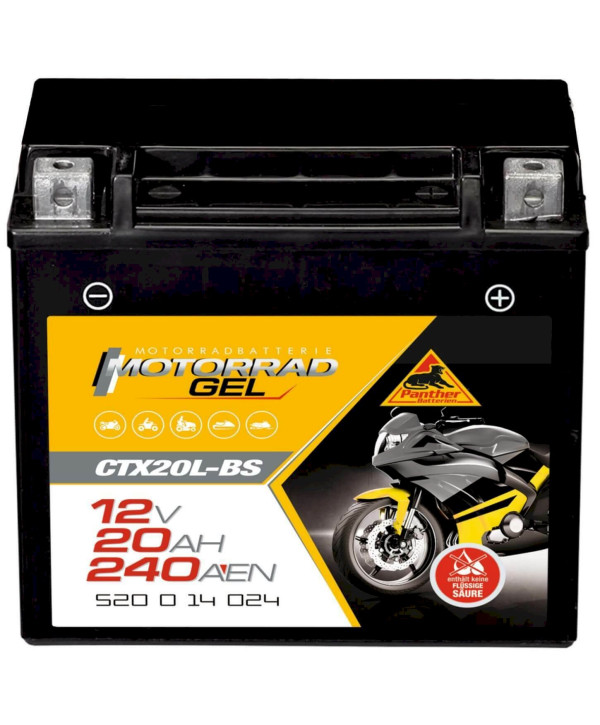 Panther Motorrad 52014 GEL 12V 20Ah 240A/EN Motorradbatterie