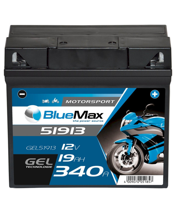 BLUEMAX Motorsport 51913 GEL 12V 19Ah 340A/EN Motorradbatterie