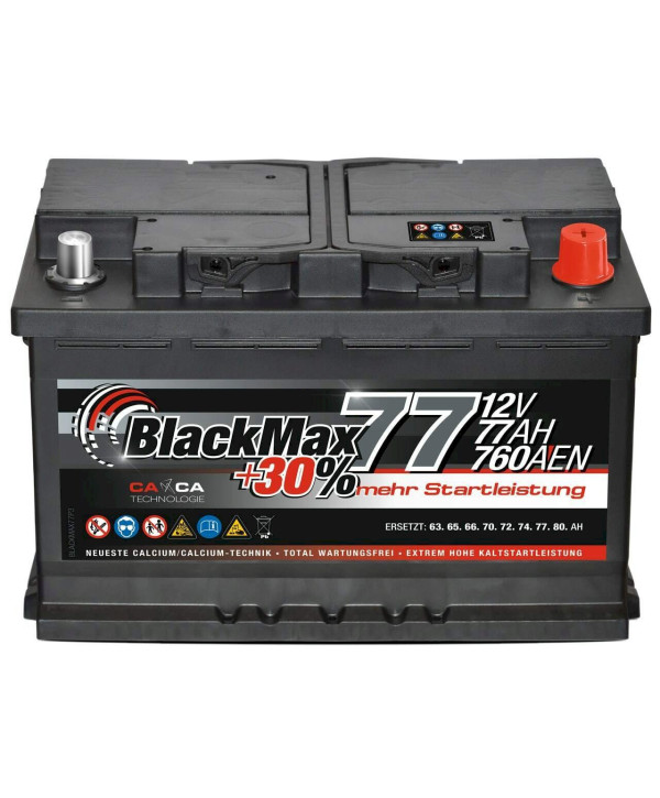 BlackMax +30% 12V 77Ah 760A/EN Autobatterie Starterbatterie