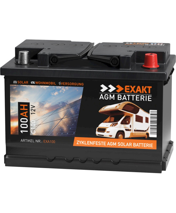 EXAKT Solarbatterie 100Ah 12V Wohnmobil Versorgung Boot